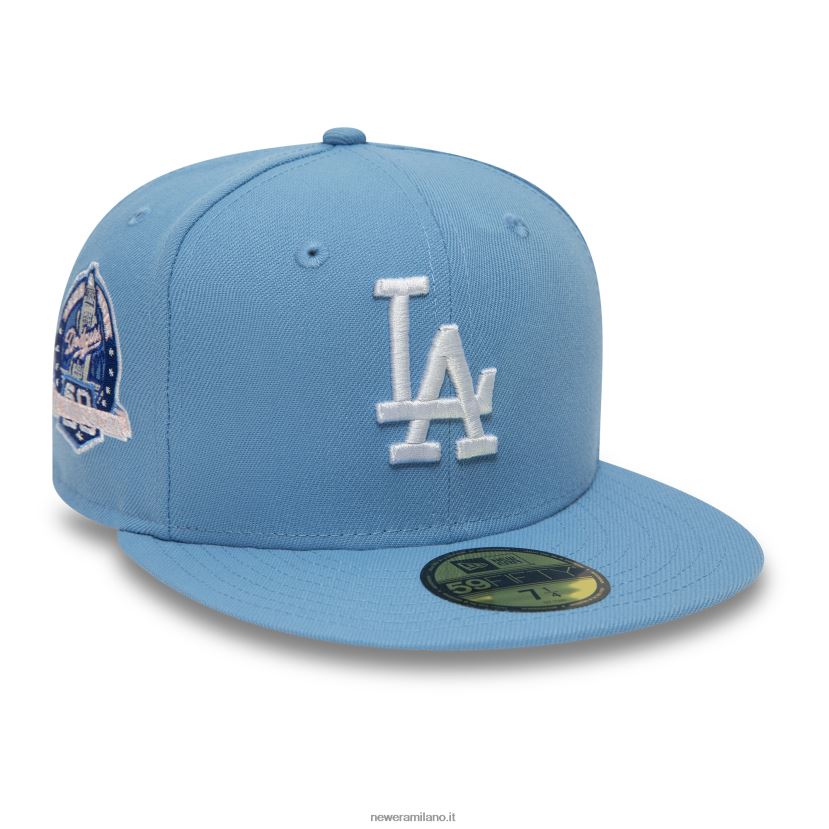 New Era Z282J21127 Cappellino aderente 59fifty blu pastello La Dodgers