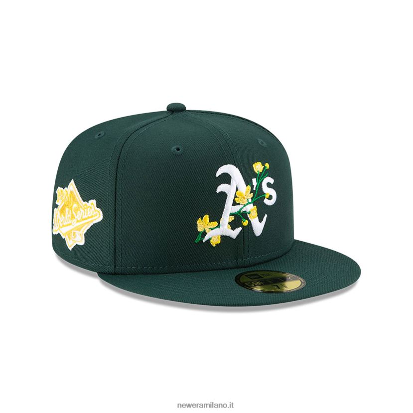 New Era Z282J21422 cappellino Oakland Athletics con patch laterale Bloom verde scuro 59fifty