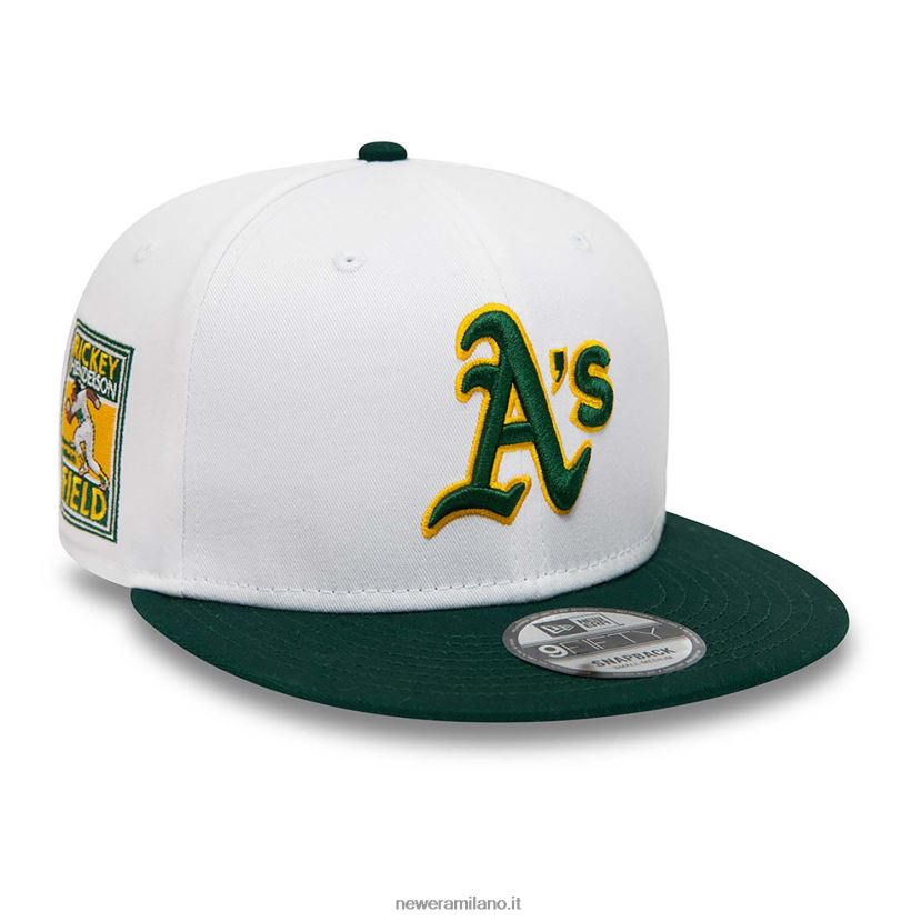 New Era Z282J22099 cappellino snapback 9fifty bianco con toppe corona Oakland Athletics