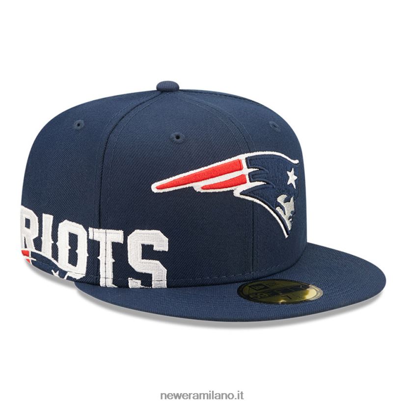 New Era Z282J257 cappellino aderente 59fifty blu con spacco laterale dei New England Patriots nfl