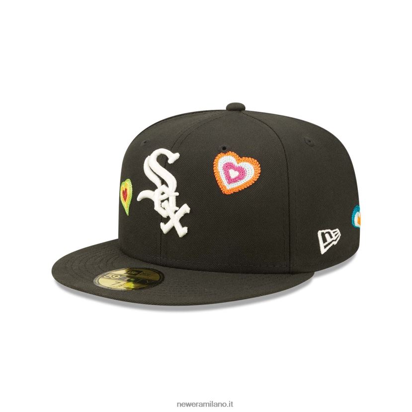 New Era Z282J297 Chicago White Sox punto catena cuore nero 59fifty berretto aderente