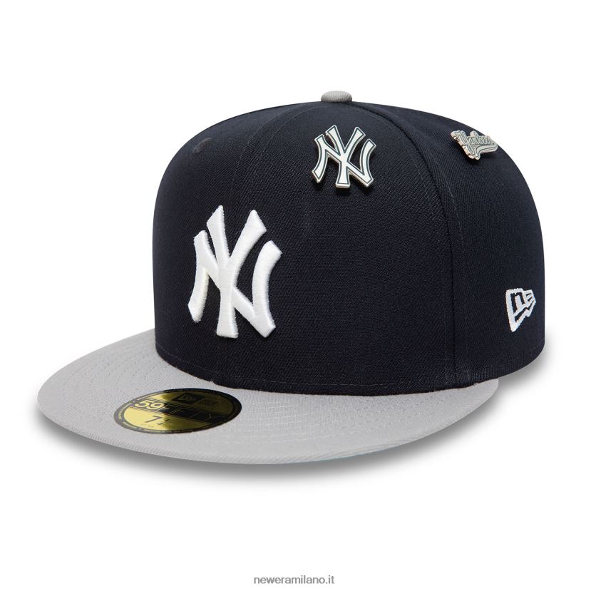 New Era Z282J21057 cappellino aderente New York Yankees mlb pin badge navy 59fifty