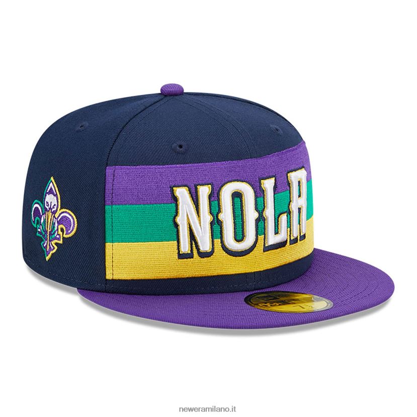 New Era Z282J21061 new orleans pelicans authentics city edition navy 59fifty cappellino aderente