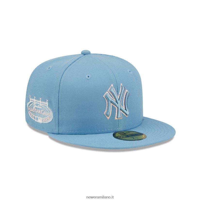 New Era Z282J21186 cappellino aderente 59fifty blu pastello dei new york yankees