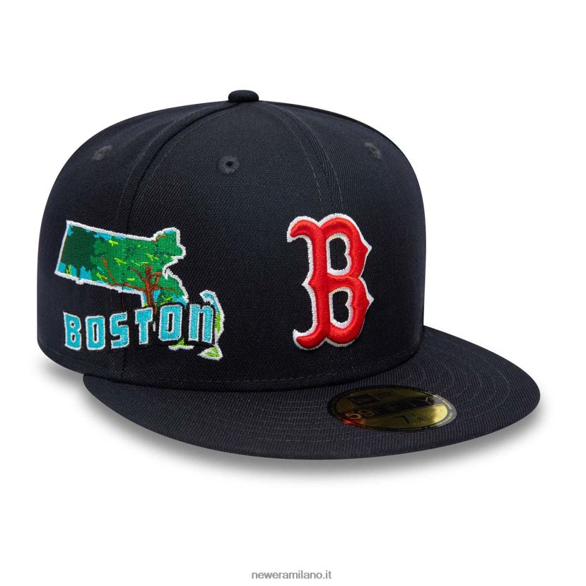 New Era Z282J21285 cappellino aderente Boston Red Sox Stateview blu navy 59fifty