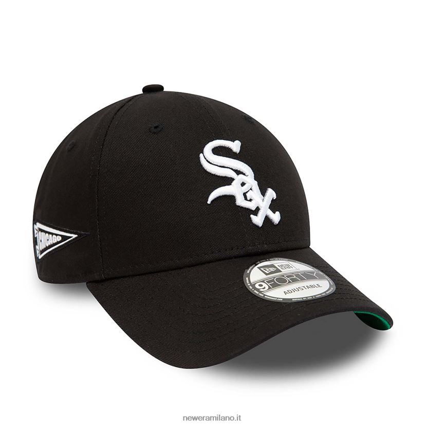 New Era Z282J21730 cappellino regolabile 9forty nero con toppa laterale della squadra dei Chicago White Sox