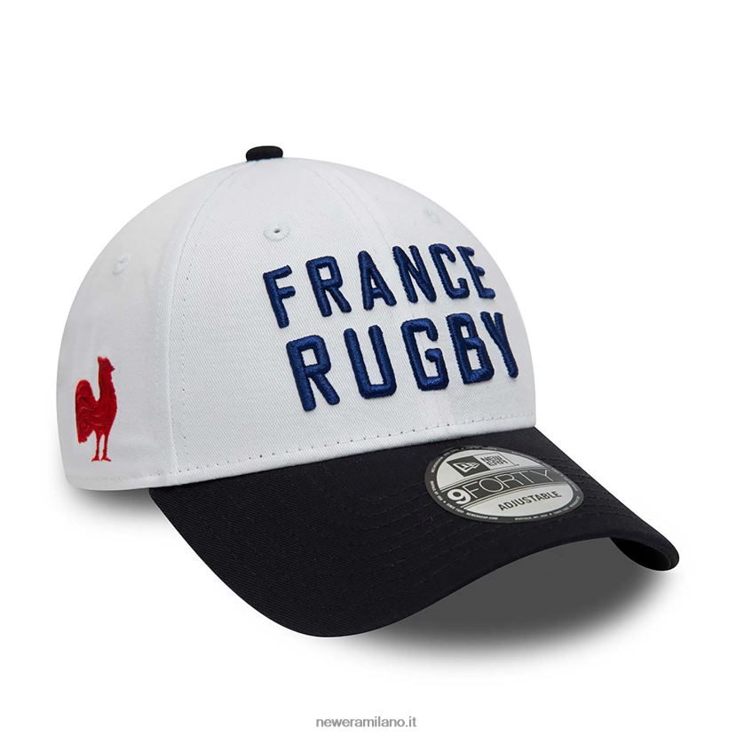 New Era Z282J21810 berretto regolabile 9forty bianco bicolore della federazione francese di rugby