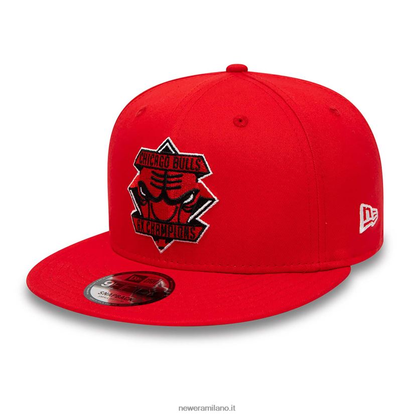 New Era Z282J21851 cappellino snapback 9fifty rosso con patch di diamanti Chicago Bulls