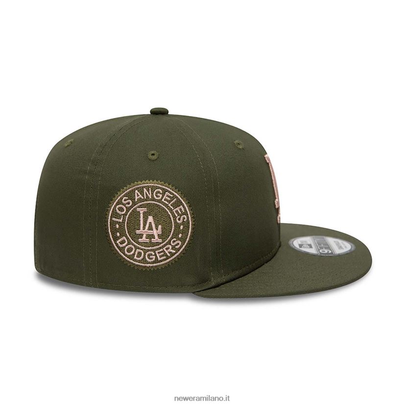 New Era Z282J21868 cappellino snapback 9fifty verde medio con toppa laterale la Dodgers