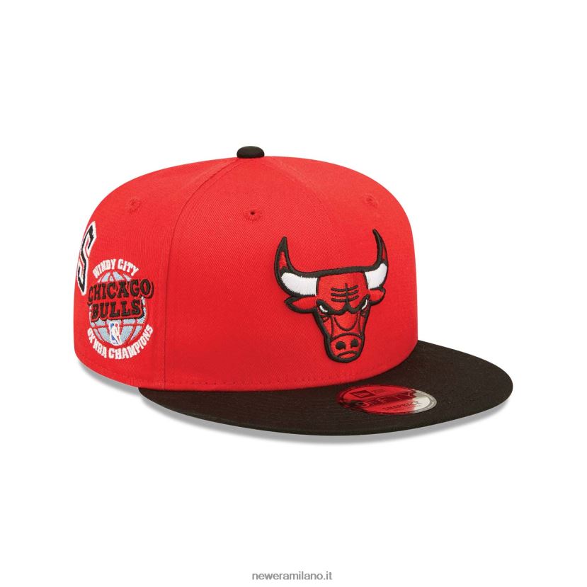 New Era Z282J21955 cappellino snapback 9fifty rosso patch all over dei Chicago Bulls