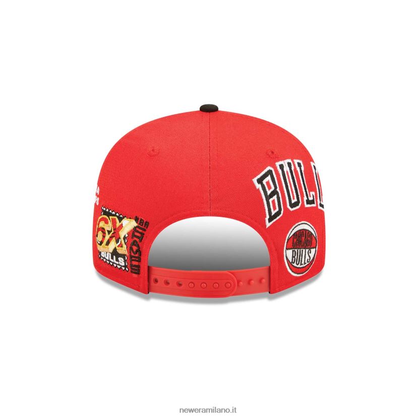 New Era Z282J21955 cappellino snapback 9fifty rosso patch all over dei Chicago Bulls