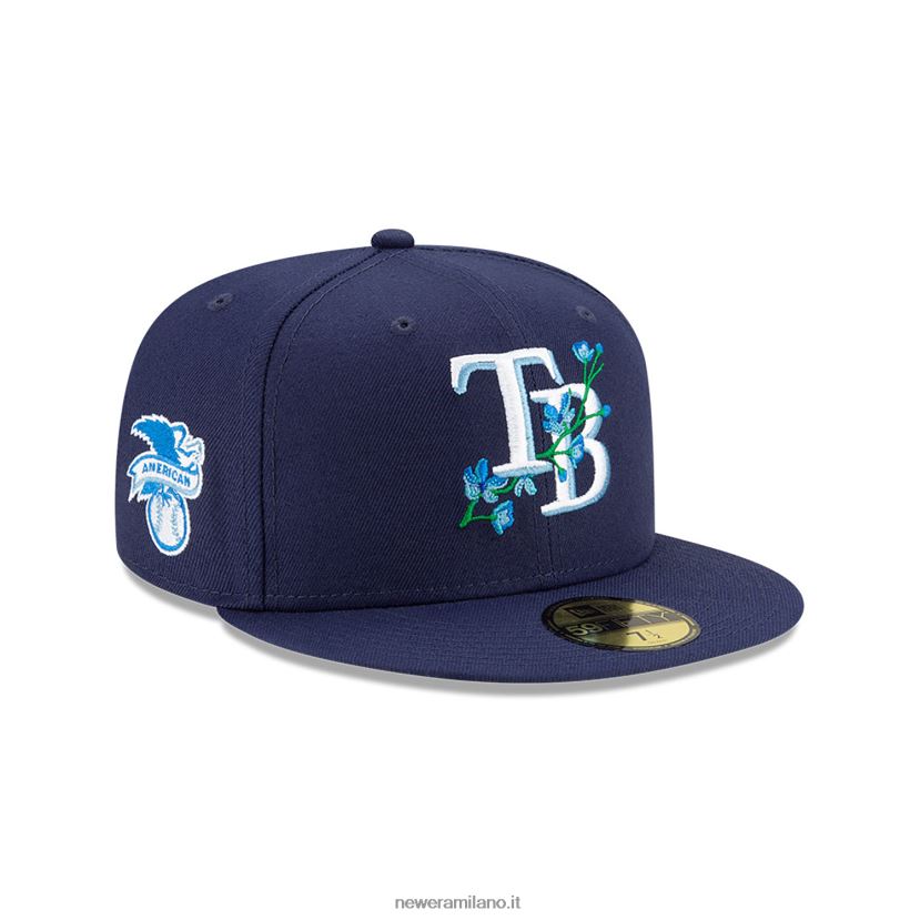 New Era Z282J2294 Tampa Bay Rays patch laterale fiore blu 59fifty cappellino aderente