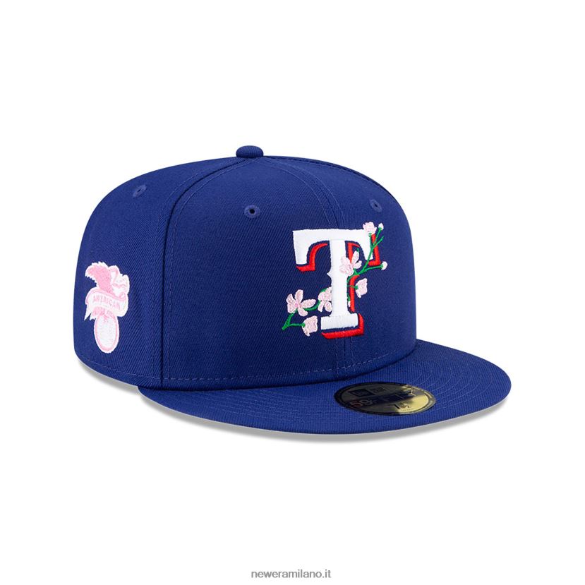 New Era Z282J2356 texas rangers side patch bloom blue 59fifty cappellino aderente