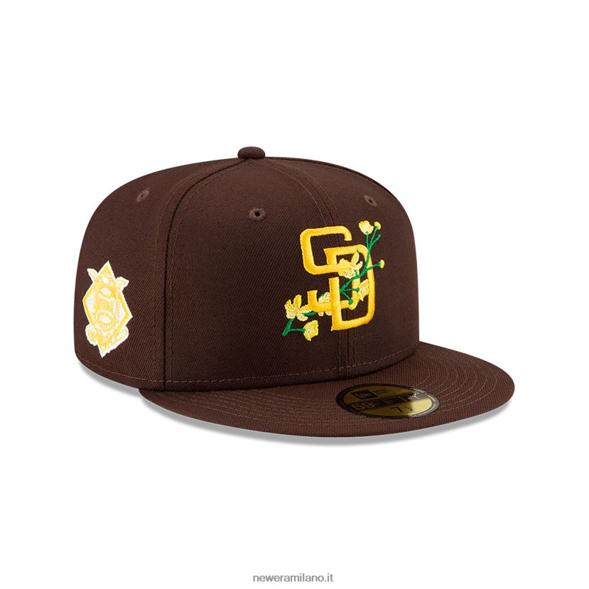 New Era Z282J246 cappellino aderente san diego padres patch laterale bloom brown 59fifty