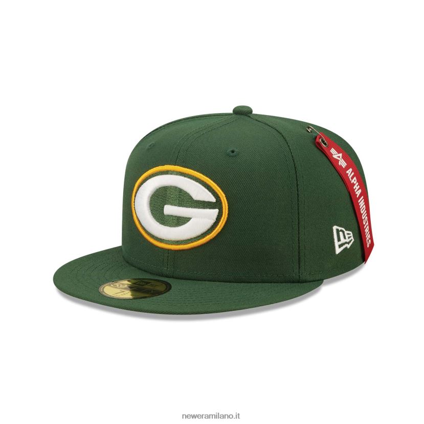 New Era Z282J2547 Green Bay Packers x Alpha Industries Cappellino aderente verde 59fifty