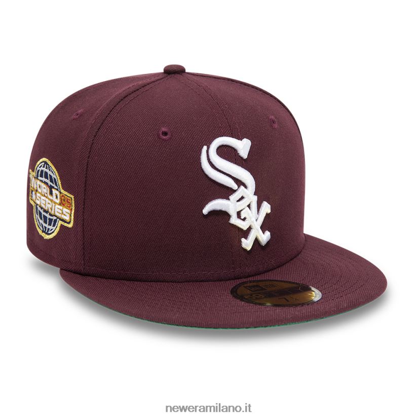 New Era Z282J2548 Cappellino aderente Chicago White Sox patch laterale bordeaux 59fifty