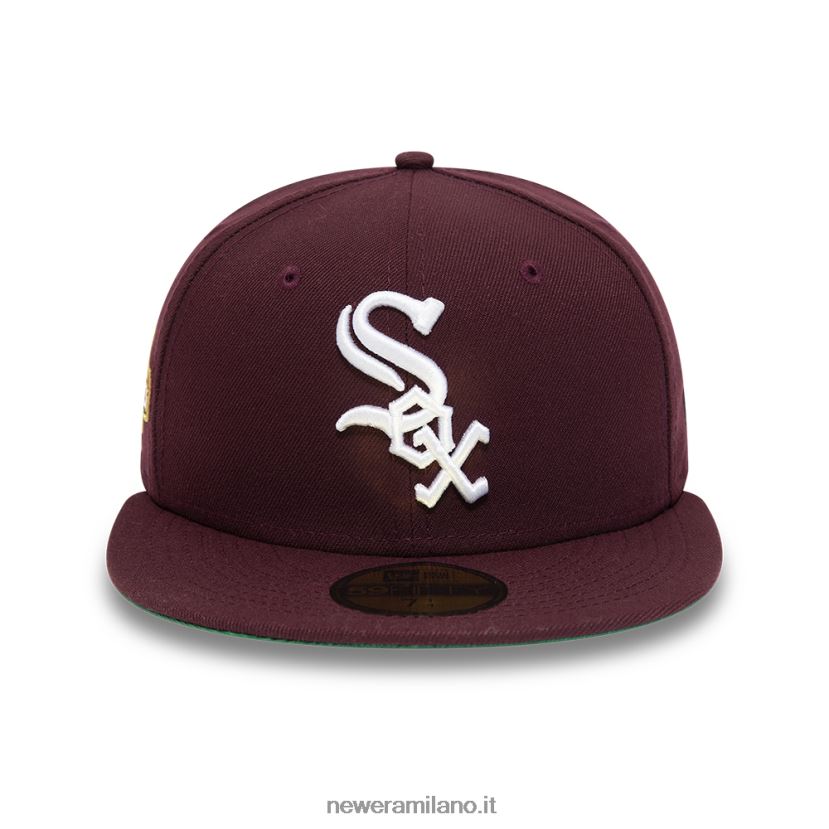 New Era Z282J2548 Cappellino aderente Chicago White Sox patch laterale bordeaux 59fifty