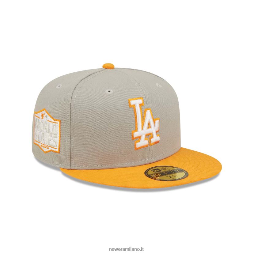 New Era Z282J2572 La Dodgers Orange Soda Grey 59fifty cappellino aderente