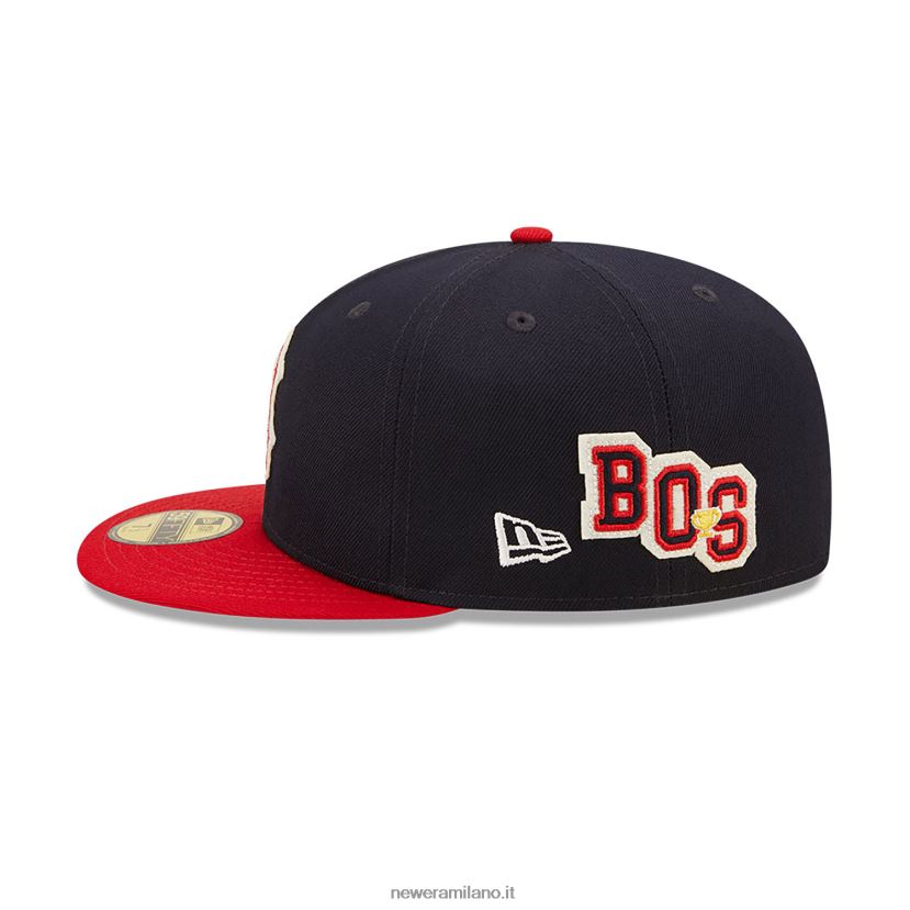 New Era Z282J2647 cappellino aderente Boston Red Sox Ne Letterman Navy 59fifty