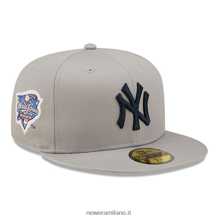 New Era Z282J2659 cappellino aderente grigio 59fifty con toppa laterale dei New York Yankees