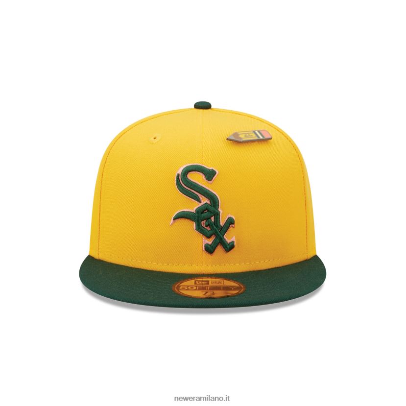 New Era Z282J2782 cappellino aderente Chicago White Sox ritorno a scuola 59fifty giallo