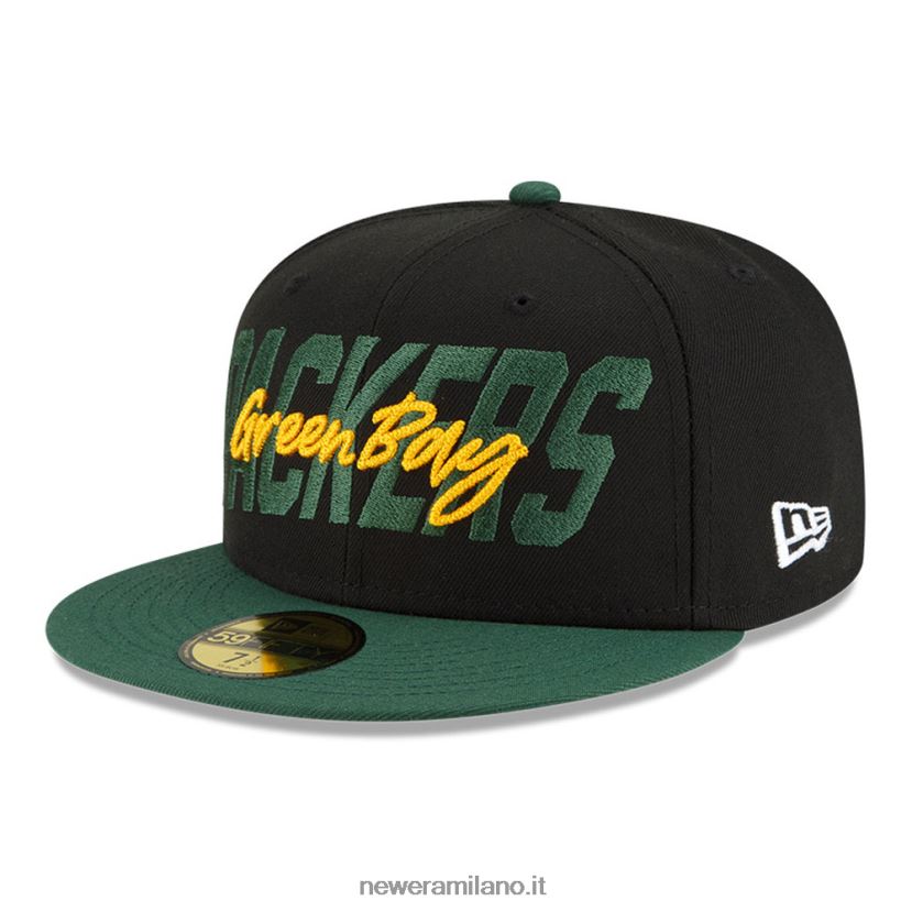 New Era Z282J2912 green bay packers nfl draft nero 59fifty cappellino aderente