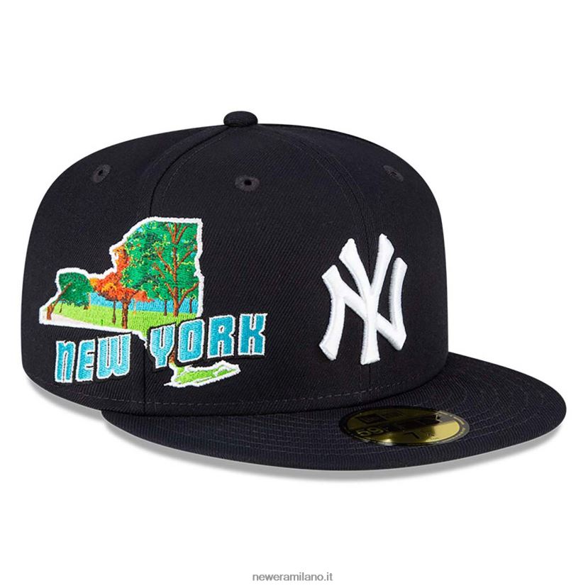 New Era Z282J2927 Cappellino aderente New York Yankees Stateview Navy 59fifty