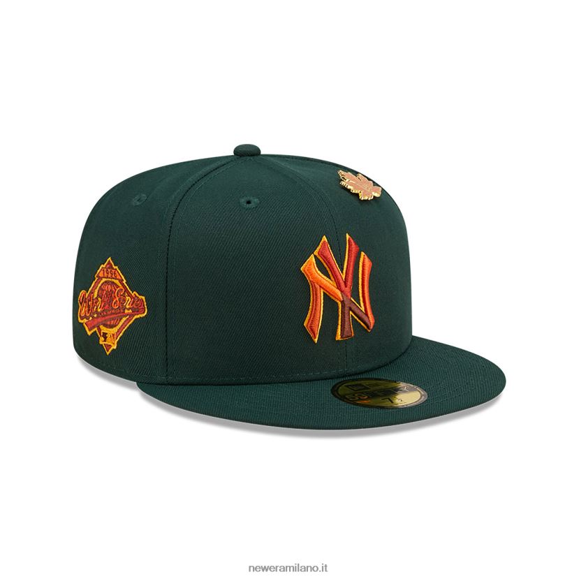 New Era Z282J2953 cappellino aderente 59fifty verde scuro dei New York Yankees