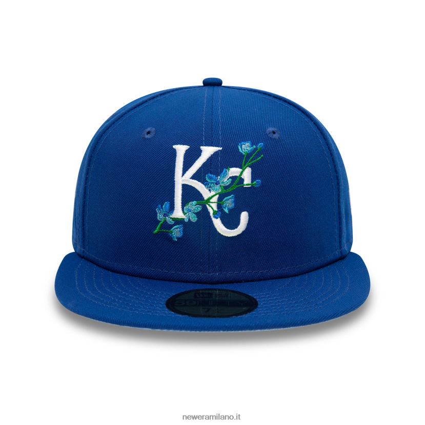 New Era Z282J2959 kansas city royals patch laterale fiore blu 59fifty cappellino aderente