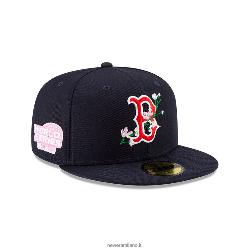 New Era Z282J2960 cappellino aderente 59fifty blu scuro con toppa laterale dei Boston Red Sox