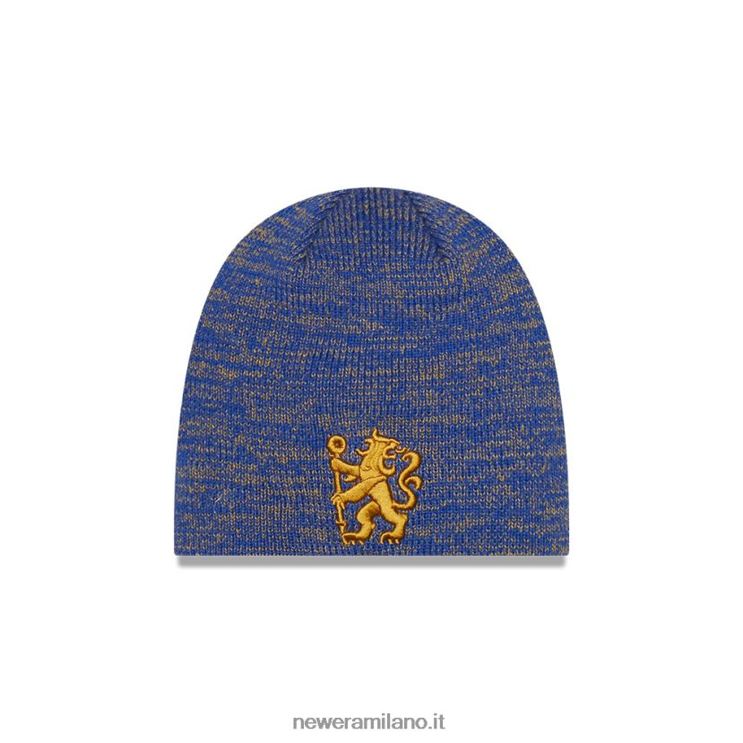 New Era Z282J22517 berretto in maglia con teschio blu navy marmorizzato con stemma del leone chelsea fc