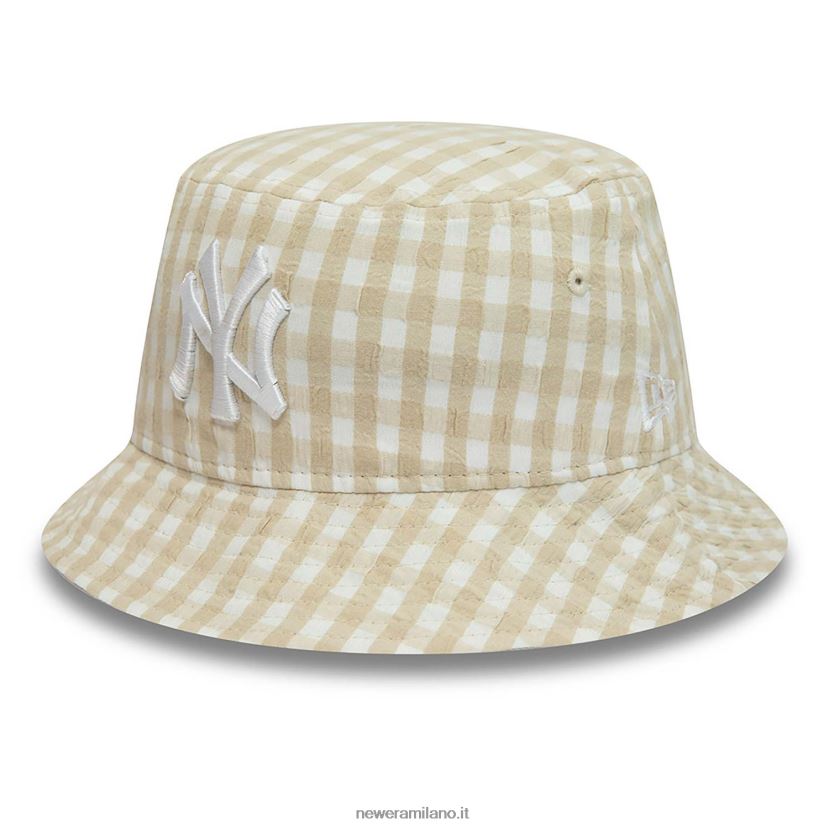 New Era Z282J22298 cappello a secchiello affusolato in pietra a quadretti dei New York Yankees da donna
