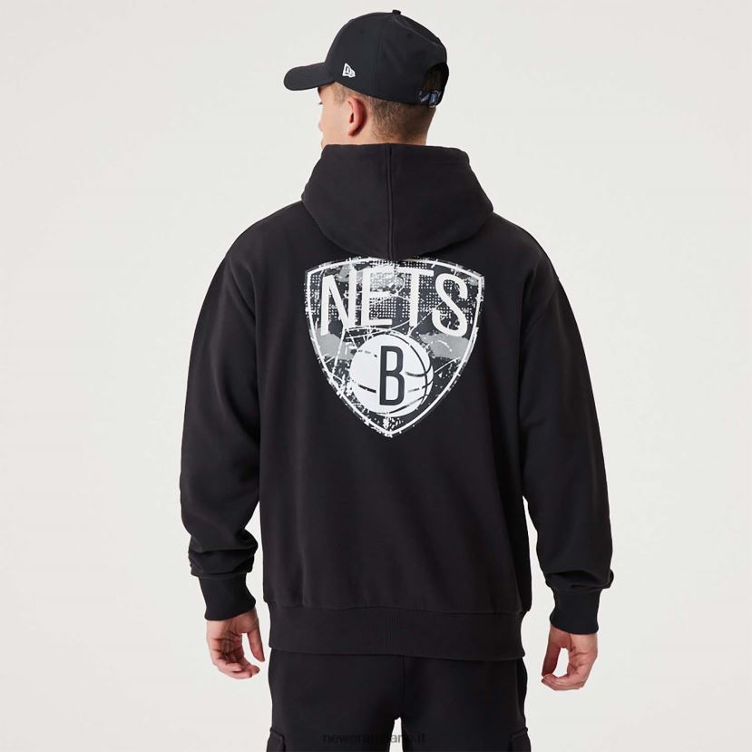 New Era Z282J22704 brooklyn nets nba infill team logo pullover con cappuccio nero