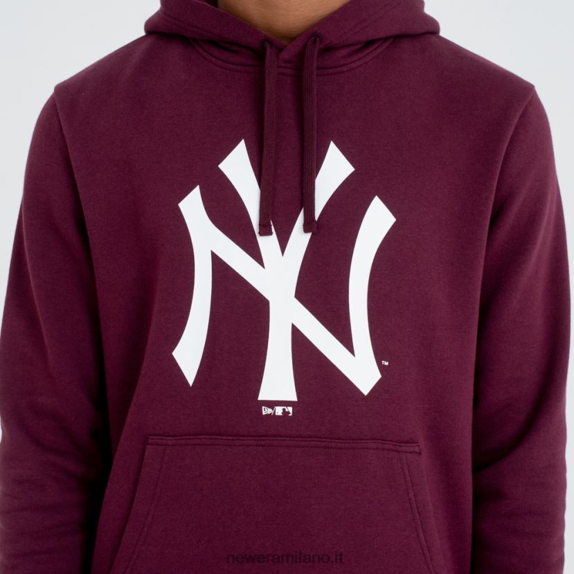 New Era Z282J22774 Felpa con cappuccio bordeaux con logo della squadra dei New York Yankees