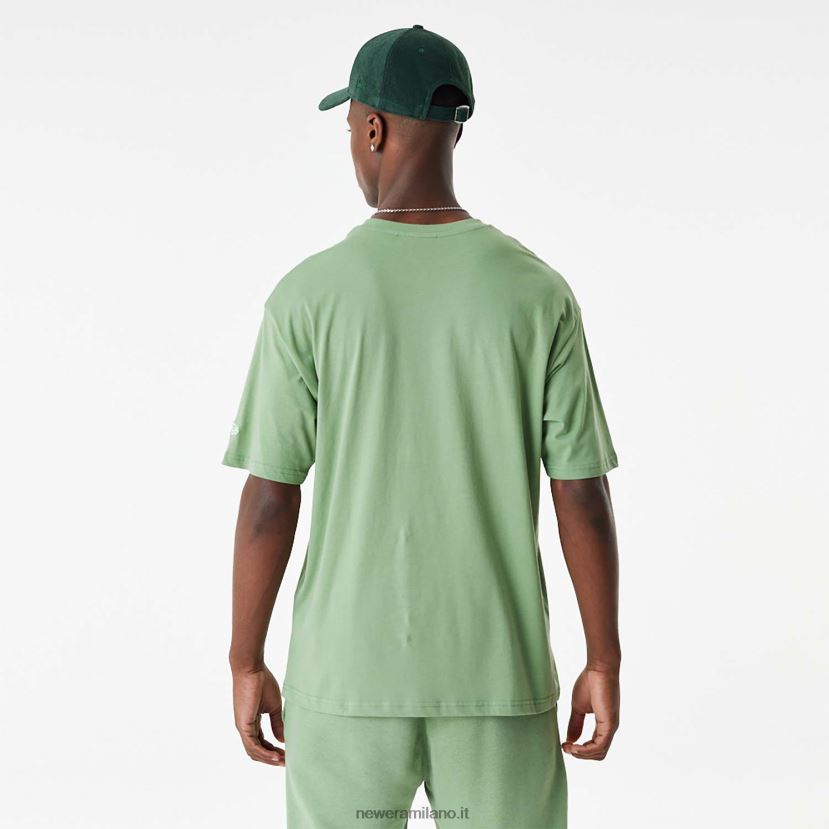New Era Z282J22855 t-shirt verde oversize con logo impilato dei new york yankees mlb