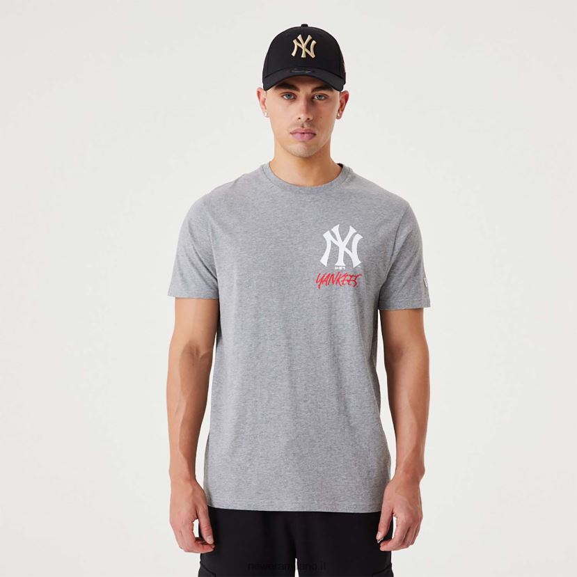 New Era Z282J22865 t-shirt grigio medio con grafica del logo della squadra mlb dei new york yankees