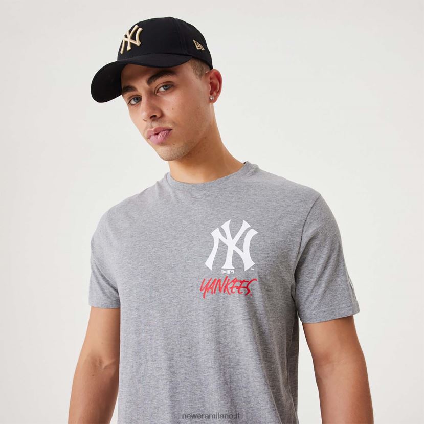 New Era Z282J22865 t-shirt grigio medio con grafica del logo della squadra mlb dei new york yankees