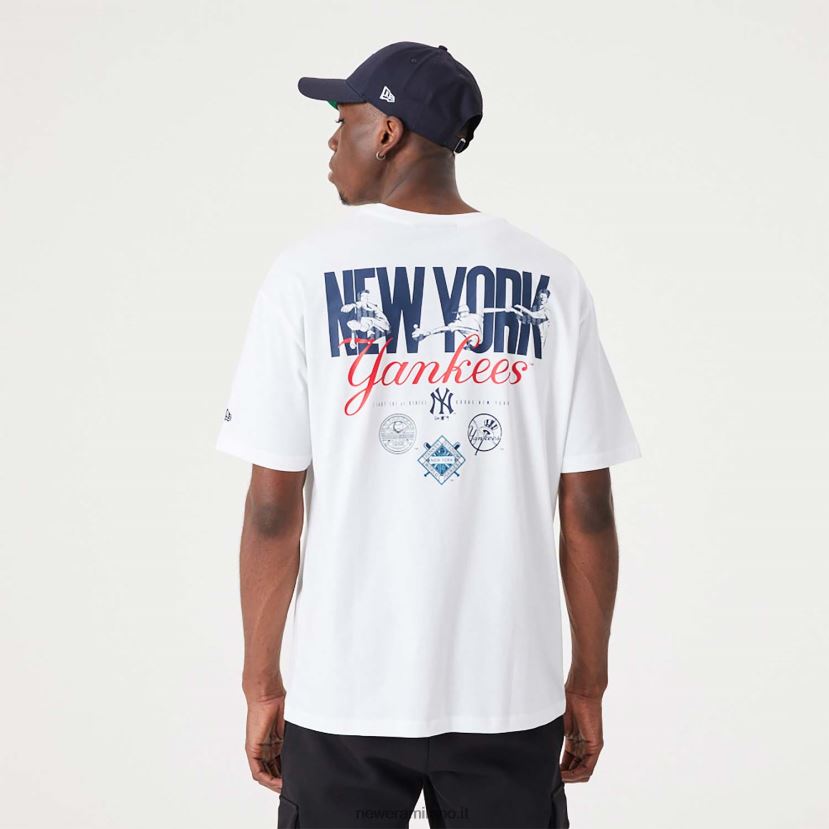 New Era Z282J22880 t-shirt oversize bianca con stampa sul retro dei new york yankees mlb