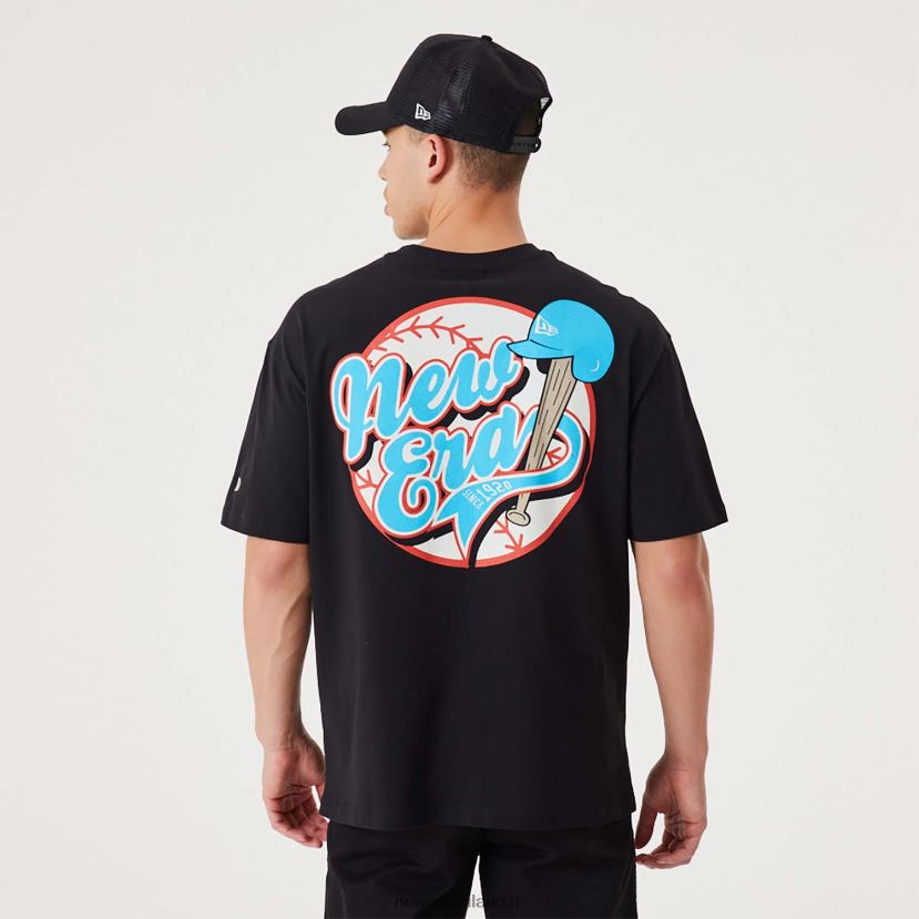 New Era Z282J22886 t-shirt oversize nera con grafica Heritage Baseball