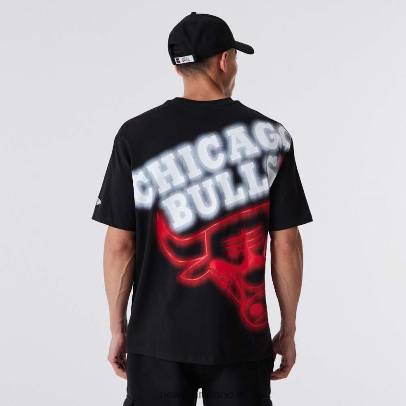 New Era Z282J22903 t-shirt nera oversize fluo dei chicago bulls