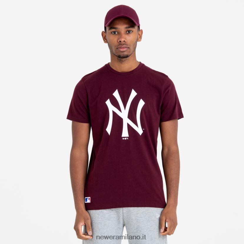 New Era Z282J22926 t-shirt bordeaux con logo della squadra mlb dei new york yankees