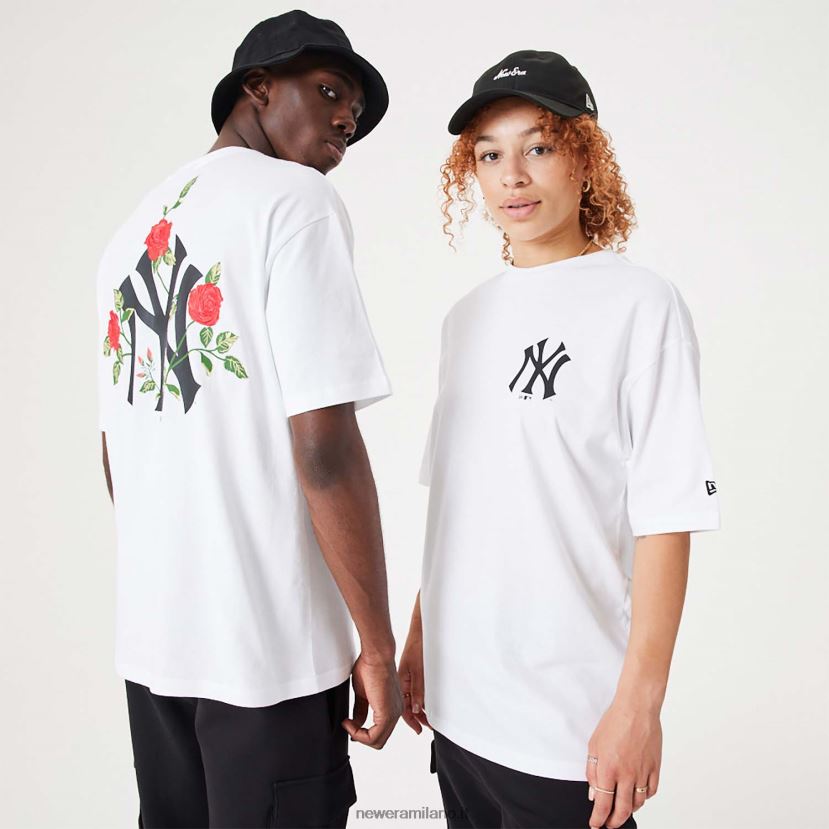 New Era Z282J22927 t-shirt oversize bianca con grafica floreale dei new york yankees mlb