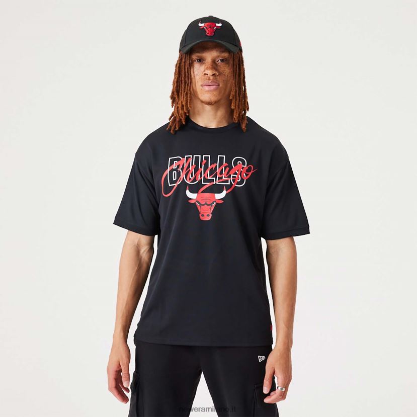 New Era Z282J22957 t-shirt oversize nera con scritta Chicago Bulls nba