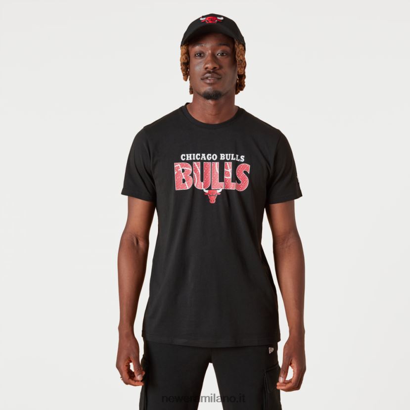 New Era Z282J22992 t-shirt nera con scritta Chicago Bulls nba