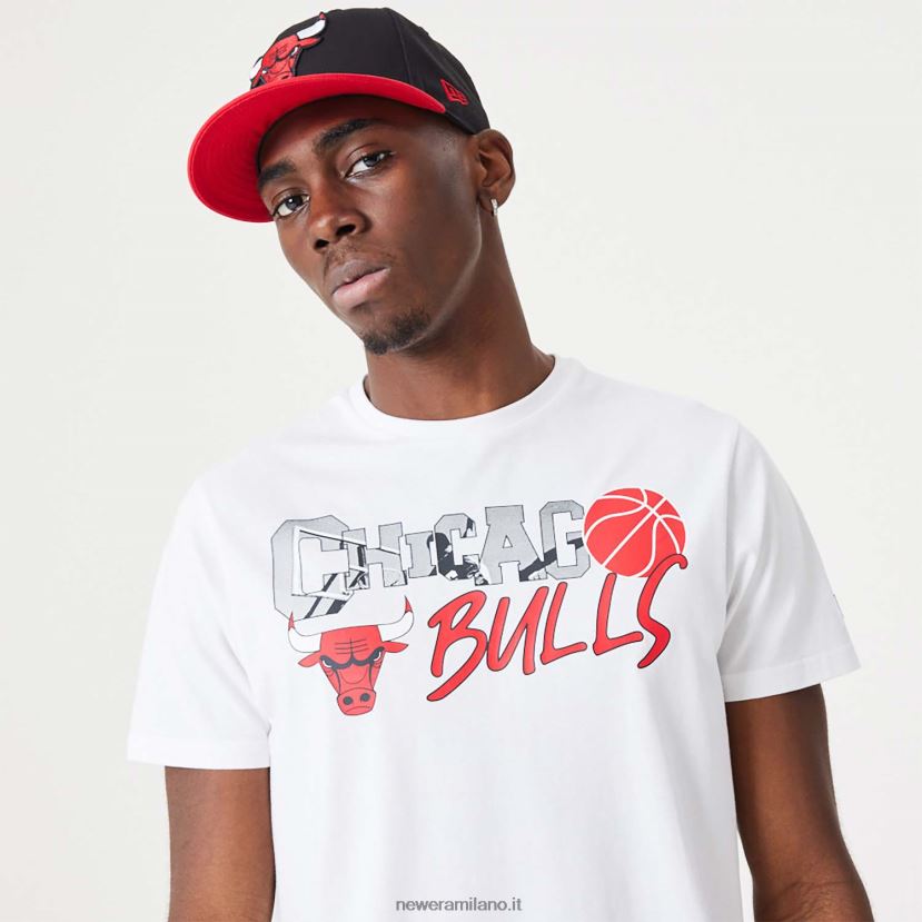 New Era Z282J22998 t-shirt bianca con grafica Chicago Bulls nba infill