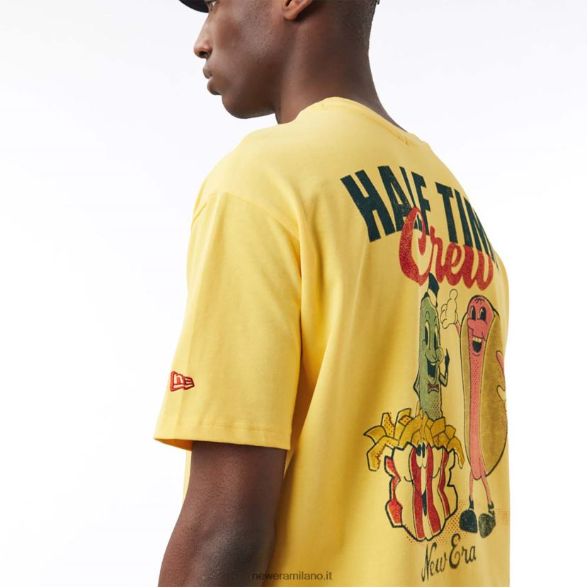 New Era Z282J23004 t-shirt oversize gialla con grafica alimentare