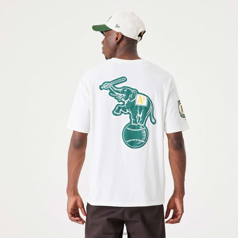 New Era Z282J23014 t-shirt oversize bianca aperta Oakland Athletics mlb heritage