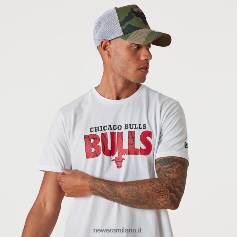 New Era Z282J23020 t-shirt bianca con scritta Chicago Bulls nba