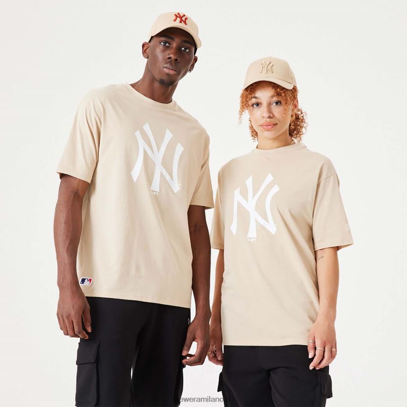 New Era Z282J23054 t-shirt oversize beige chiaro dei new york yankees mlb league