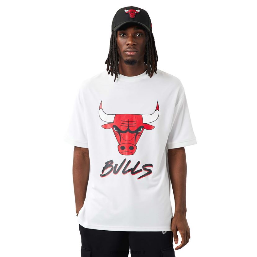 New Era Z282J23072 t-shirt bianca Chicago Bulls nba scritta